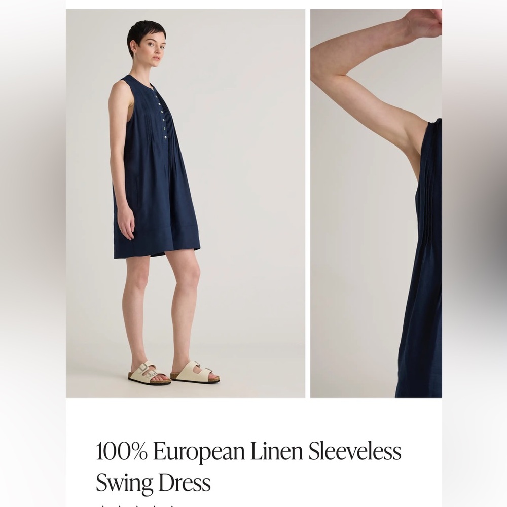 Quince Navy Sleeveless Midi Dress